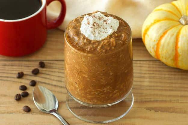 Overnight Oats Recipes - Healthy Pumpkin Spice Latte Overnight Oats - Easy Breakfast Recipe Idea - Healthy Fruit to Add Blueberry, Banana, Strawberry and Pineapple, Apple Cinnamon