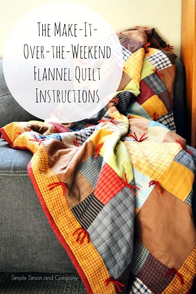 Best Quilting Projects for DIY Gifts - Weekend Flannel Squares Quilt - Things You Can Quilt and Sew for Friends, Family and Christmas Gift Ideas - Easy and Quick Quilting Patterns