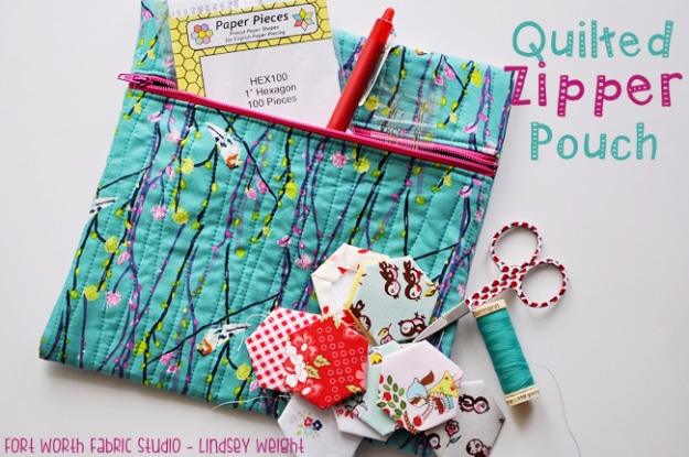Best Quilting Projects for DIY Gifts - Quilted Zipper Pouch- Things You Can Quilt and Sew for Friends, Family and Christmas Gift Ideas - Easy and Quick Quilting Patterns for Presen