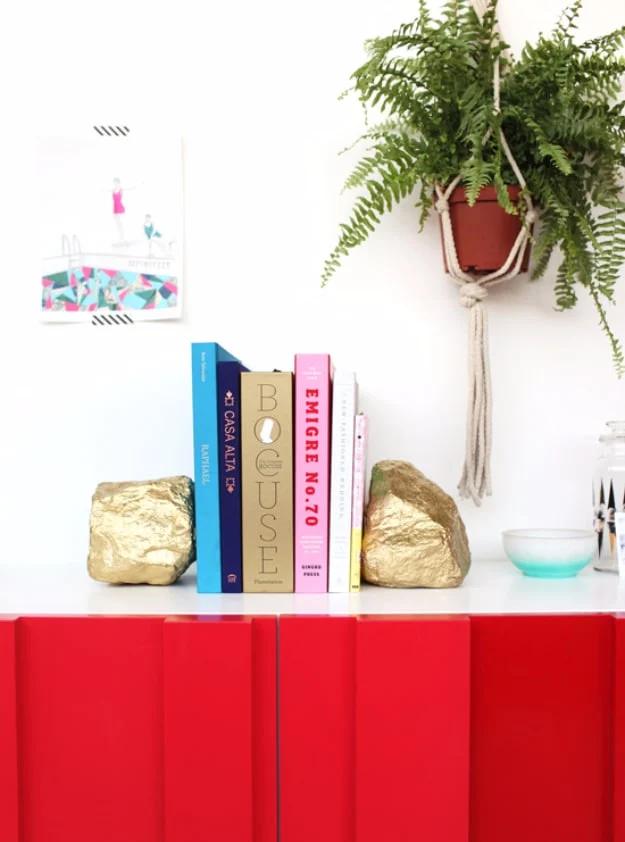 Gold Rock Bookends, a budget decor upgrade, quick enough to finish before nap time and a keepsake worth handing down