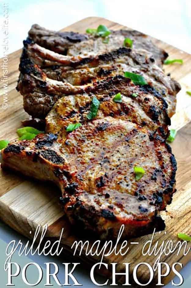 Healthy Pork Grilling Recipes | BBQ Meat Recie Ideas | Grilled Maple Dijon Pork Chops | DIY Projects & Crafts by Sueeye at