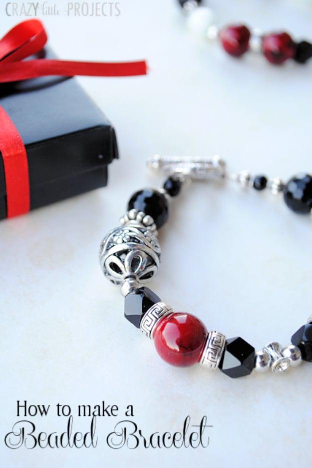 Beaded Bracelet, budget friendly using stuff already sitting in a bin and warmth that a plain corner was missing