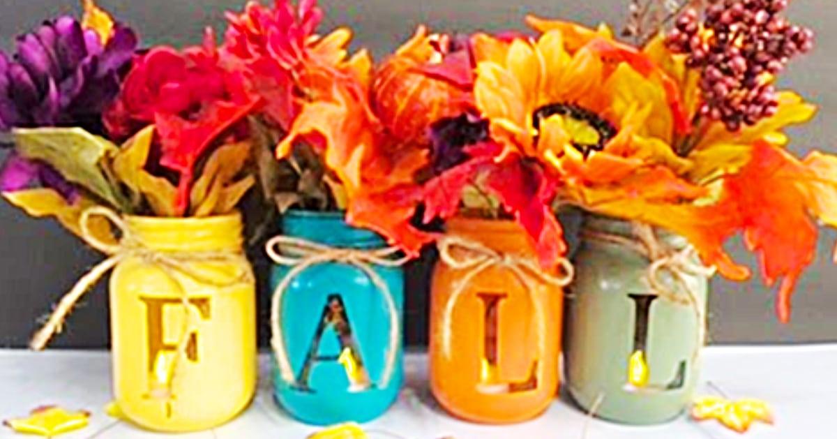 How To Make A Fall Centerpiece With Mason Jars