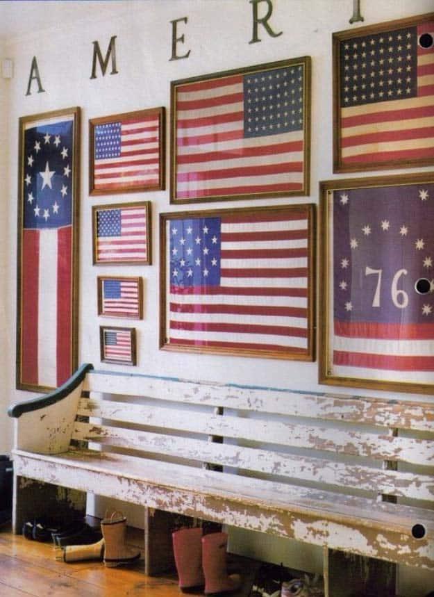 Rustic DIY Ideas With the American Flag | Patriotic Flag Country Crafts and DIY Projects for the Home and Backyard | American Flag Gallery Wal