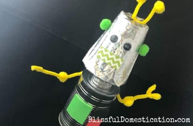 Tin Can Robot, cheap to pull off with items from a bargain aisle and warmth that a plain corner was missing