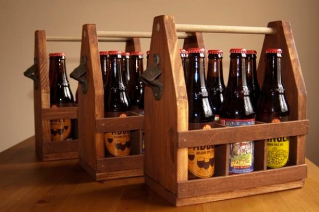 Wooden Beer Totes, gentle on the wallet and the schedule and a great fix using stuff you already have on a shelf
