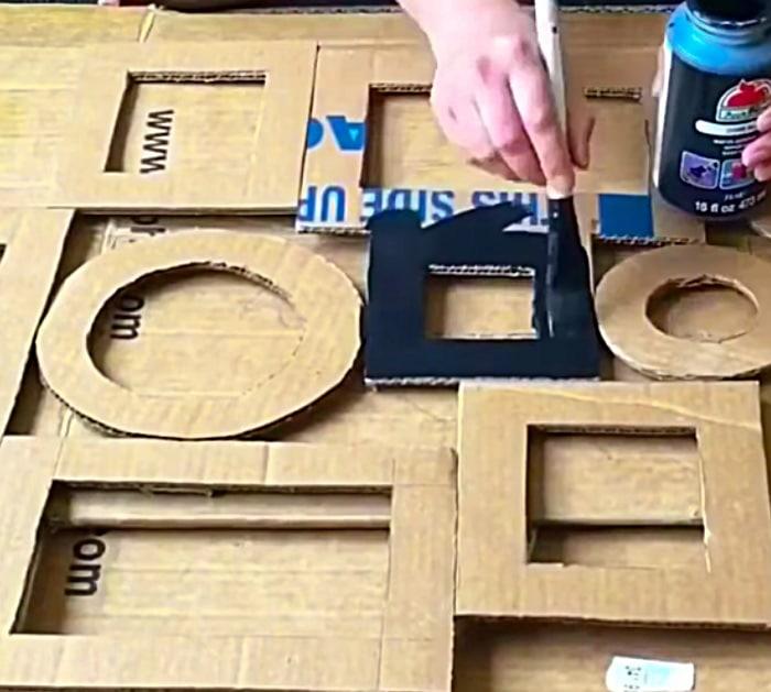 Make a foil wall art light with cardboard