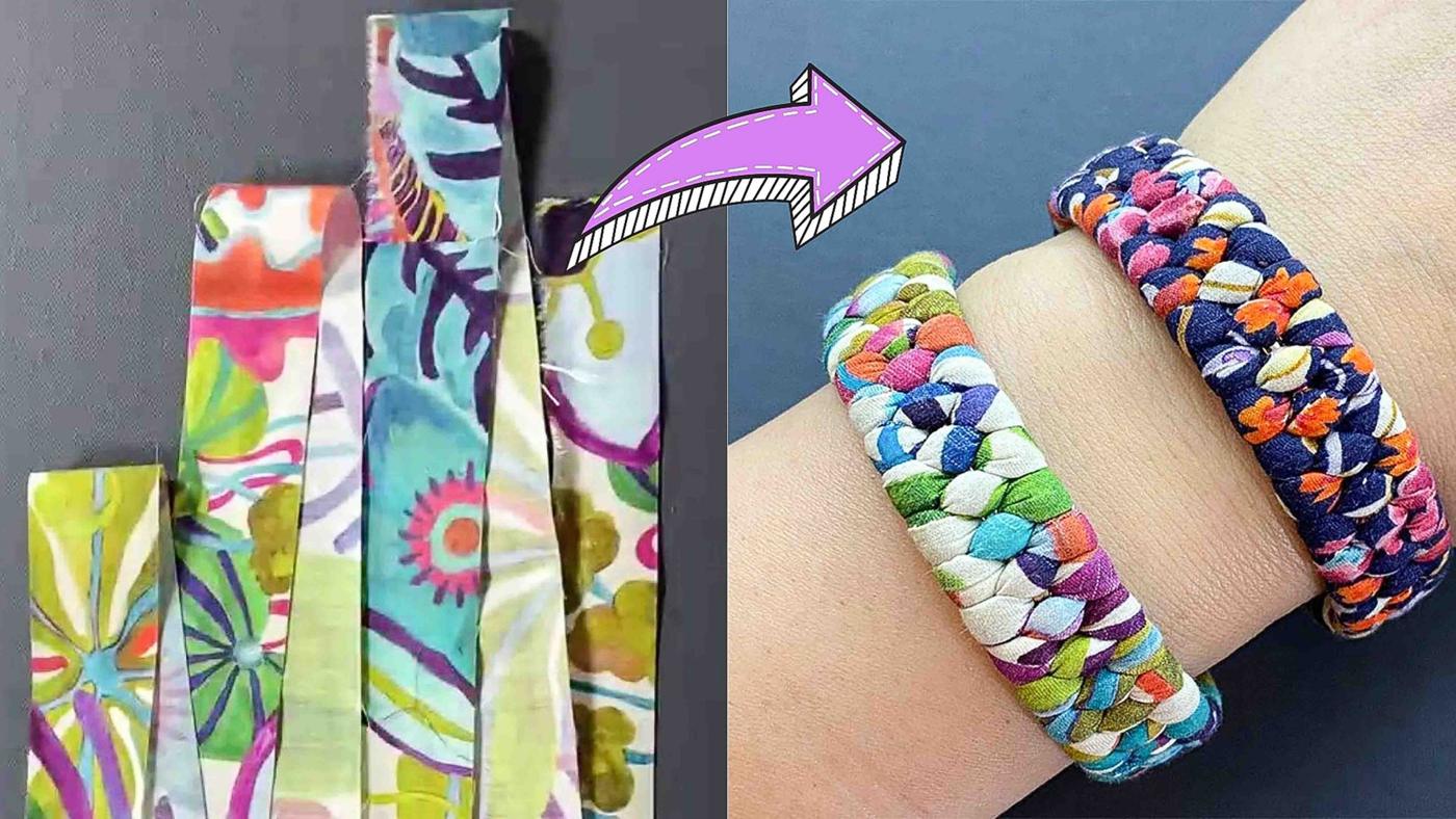 DIY Braided Bracelet From Fabric Scrap Tutorial