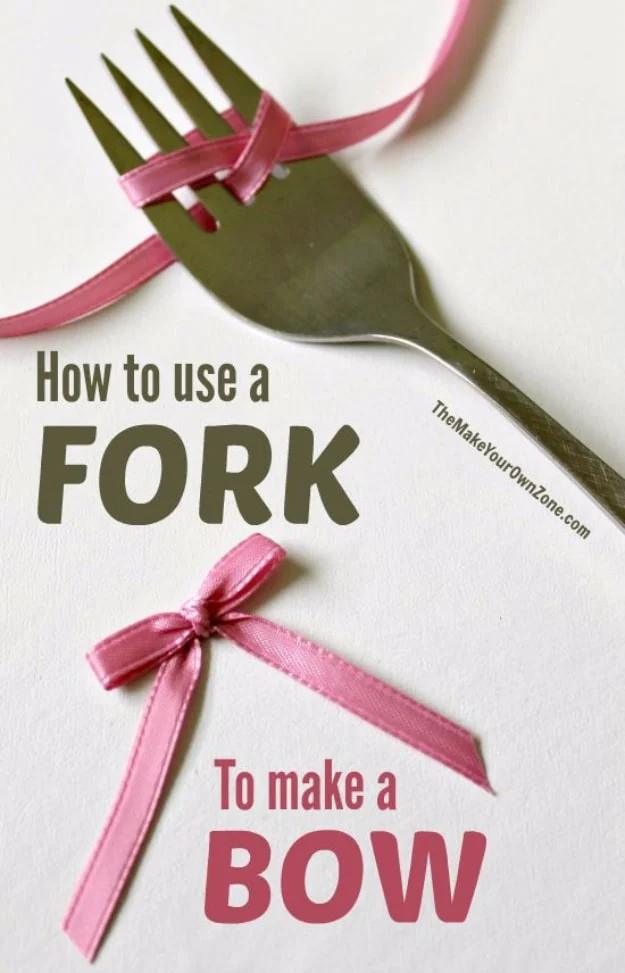 Use A Fork To Make A Bow, easy to redo the next time it is needed and the kind of tip that gets remembered and reused