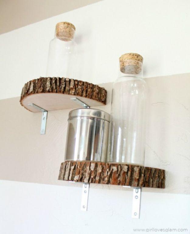 DIY Modern Industrial Wood Slice Shelves, a sweet boy nursery decor idea and a simple weekend project before baby arrives