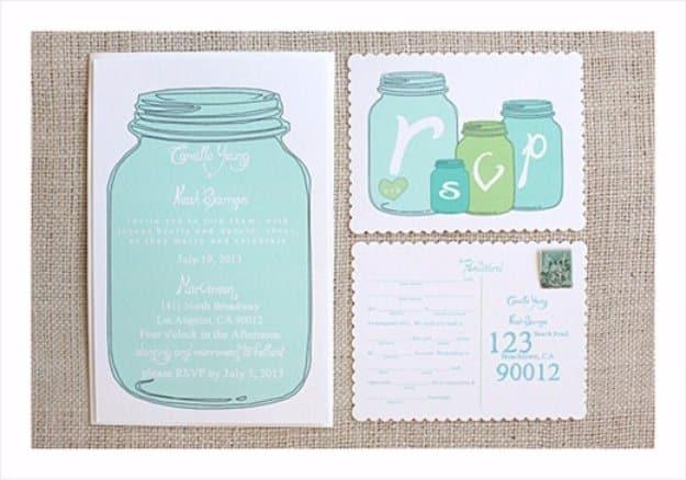 DIY Wedding Invitiations - Mason Jar Wedding Invitations - Templates, Free Printables and Wording | Tutorials for Unique, Rustic, Elegant and Vintage Homemade Invites #weddinginvit