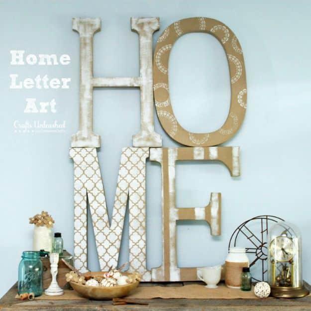 Extra Large DIY Letter Home Art, a farmhouse decor accent, short enough on steps to wrap up before supper