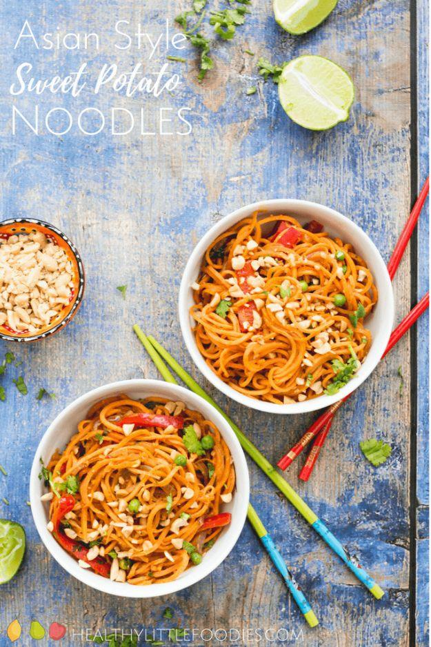 Veggie Noodle Recipes - Asian Style Sweet Potato Noodles - How to Cook With Veggie Noodles - Healthy Pasta Recipe Ideas - How to Make Veggie Noodles With Carrots and Zucchini - Veg