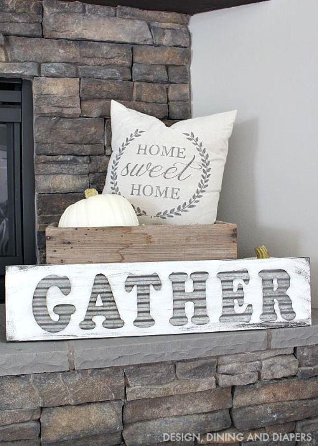 DIY Gather Sign, flexible enough to fit whatever materials are on hand and a piece worth keeping out on display