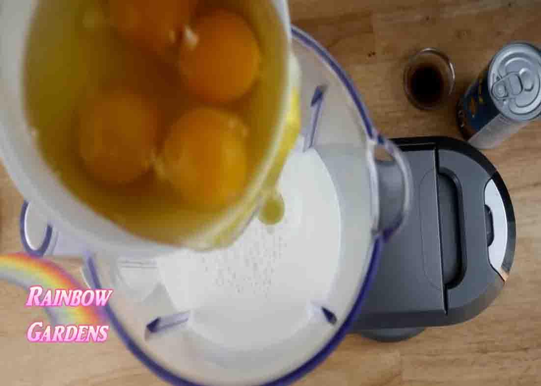 Blending all the ingredients together for the miracle pie recipe