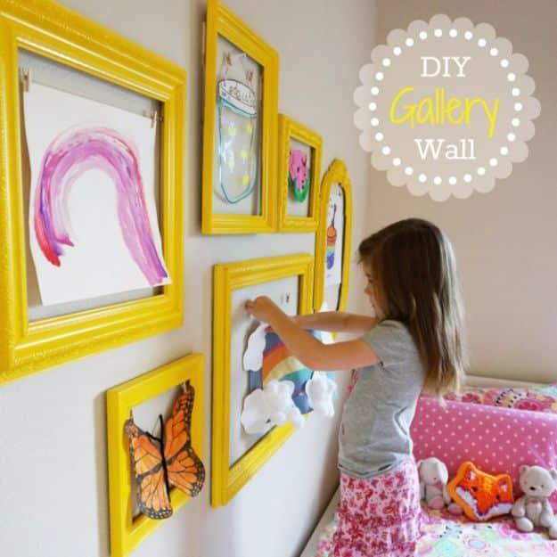 DIY Playroom Ideas and Furniture - Kid's Art Gallery Wall - Easy Play Room Storage, Furniture Ideas for Kids, Playtime Rugs and Activity Mats, Shelving, Toy Boxes and Wall Art - Cu