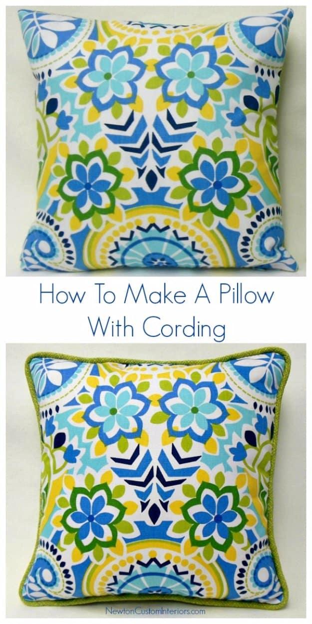 DIY Pillows and Creative Pillow Projects - DIY Pillow With Cording - Decorative Cases and Covers, Throw Pillows, Cute and Easy Tutorials for Making Crafty Home Decor - Sewing Tutor