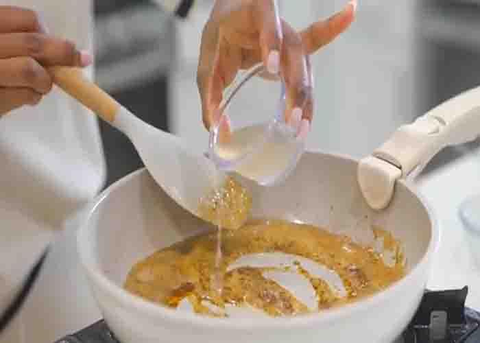 Making the brown butter glaze for the salmon