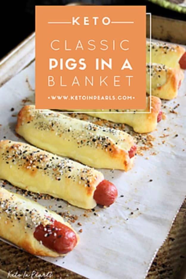 Keto Snacks - Keto Classic Pigs In A Blanket - Keto Snack Recipes and Easy Low Carb Foods for the Ketogenic Diet On the Go #keto #ketodiet #ketorecipes