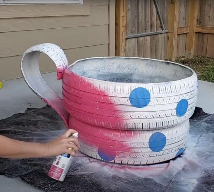DIY Teacup Planter Using Old Tires Tutorial