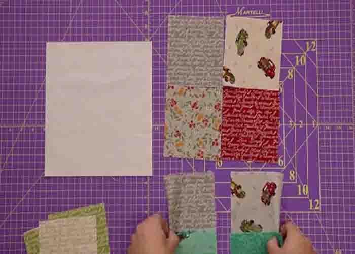 Matching the printed squares to make a four-patch