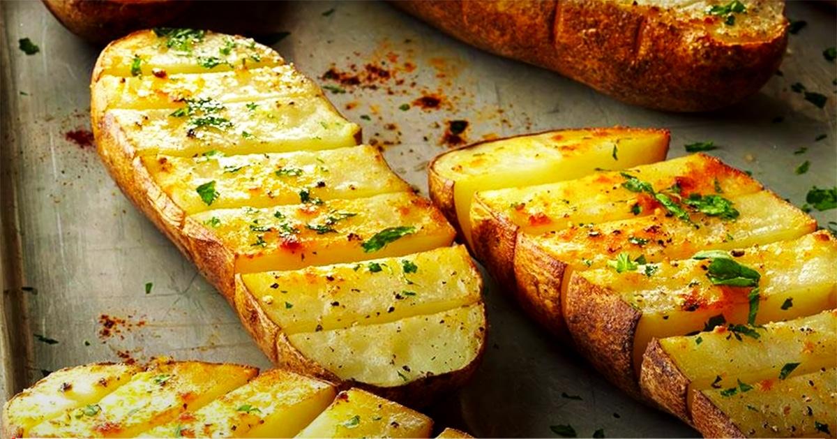 Air Fryer Scored Baked Potatoes Recipe