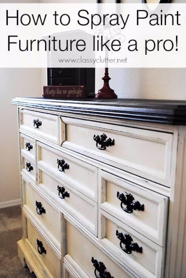 Spray Painting Tips and Tricks - Spray Paint A Furniture - Home Improvement Ideas and Tutorials for Spray Painting Furniture, House, Doors, Trim, Windows and Walls - Step by Step T