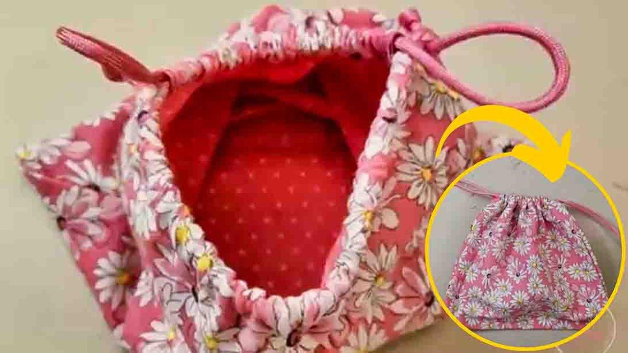 DIY Easy Lined Drawstring Bag Tutorial