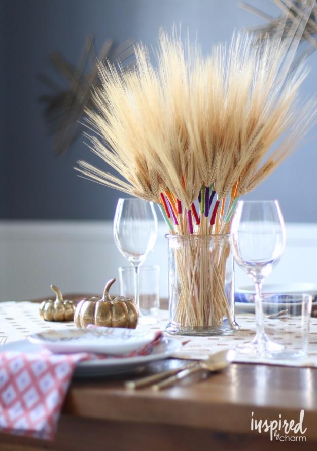 DIY Color Wrapped Wheat, a DIY party decoration, easy enough to make with the kids helping and a fun detail guests will