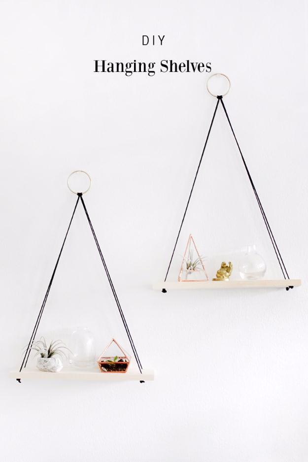 DIY Hanging Shelves, a handmade storage solution, a fast weekend build even for a novice and a detail guests always ask about