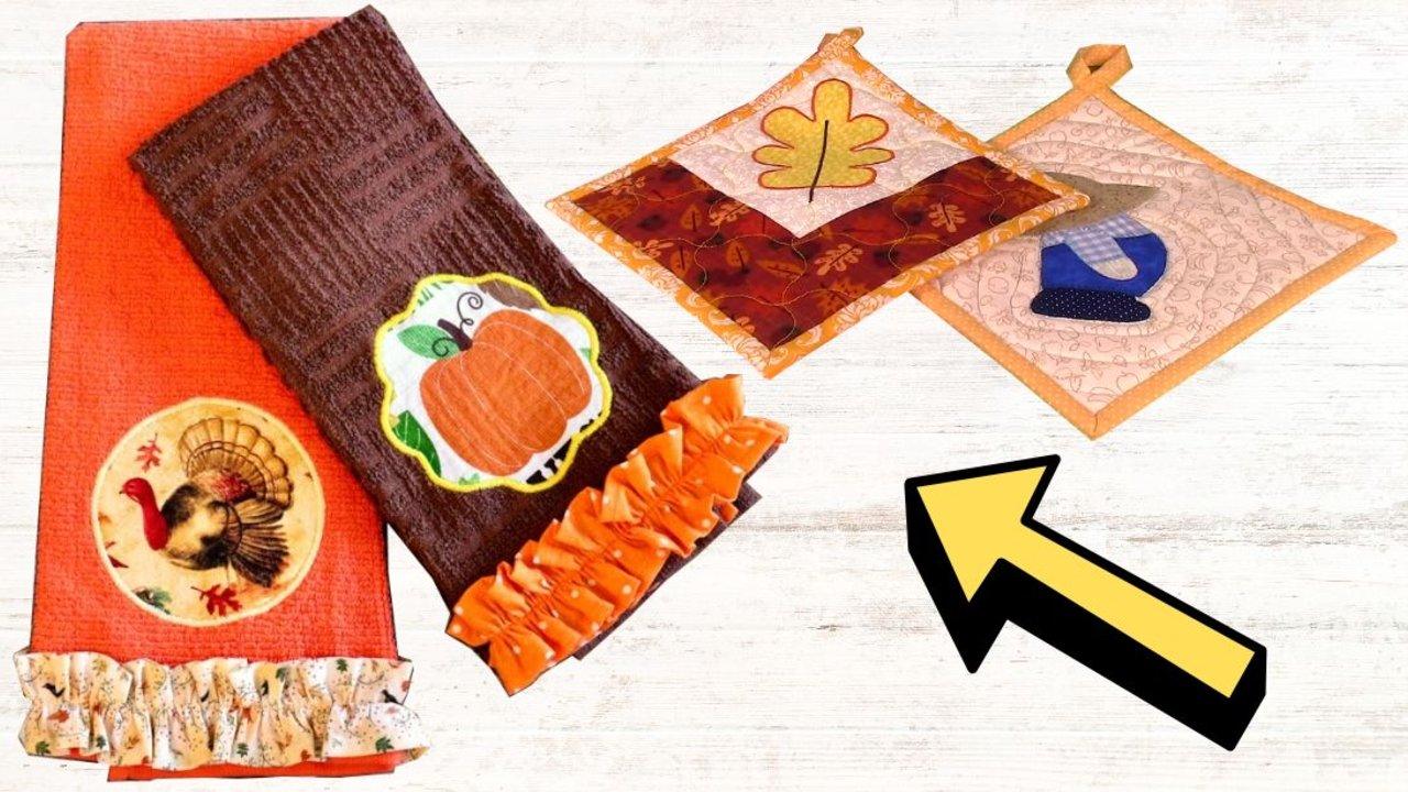 Easy-To-Sew DIY Fall Kitchen Towel