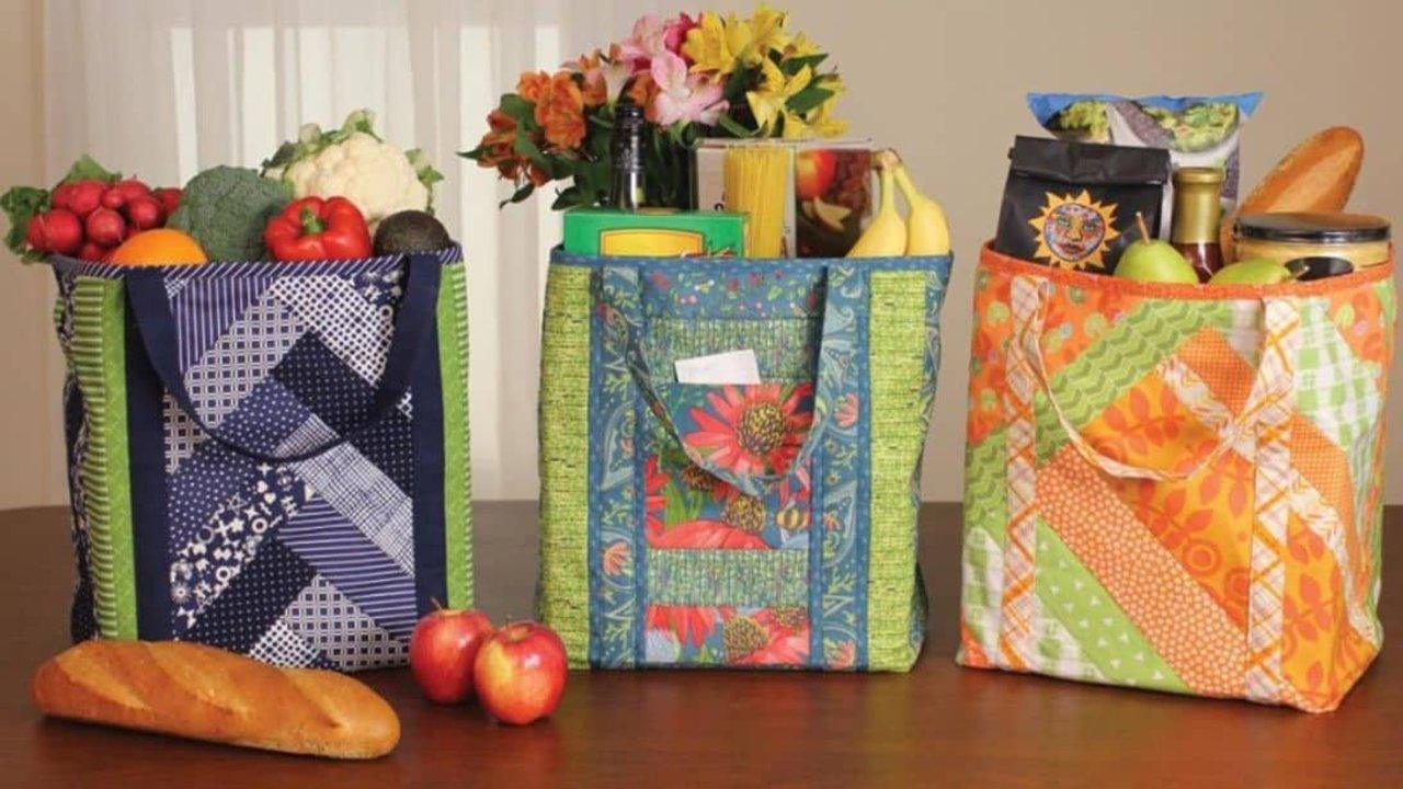 Easy Quilt As You Go Shopping Tote Bag Tutorial