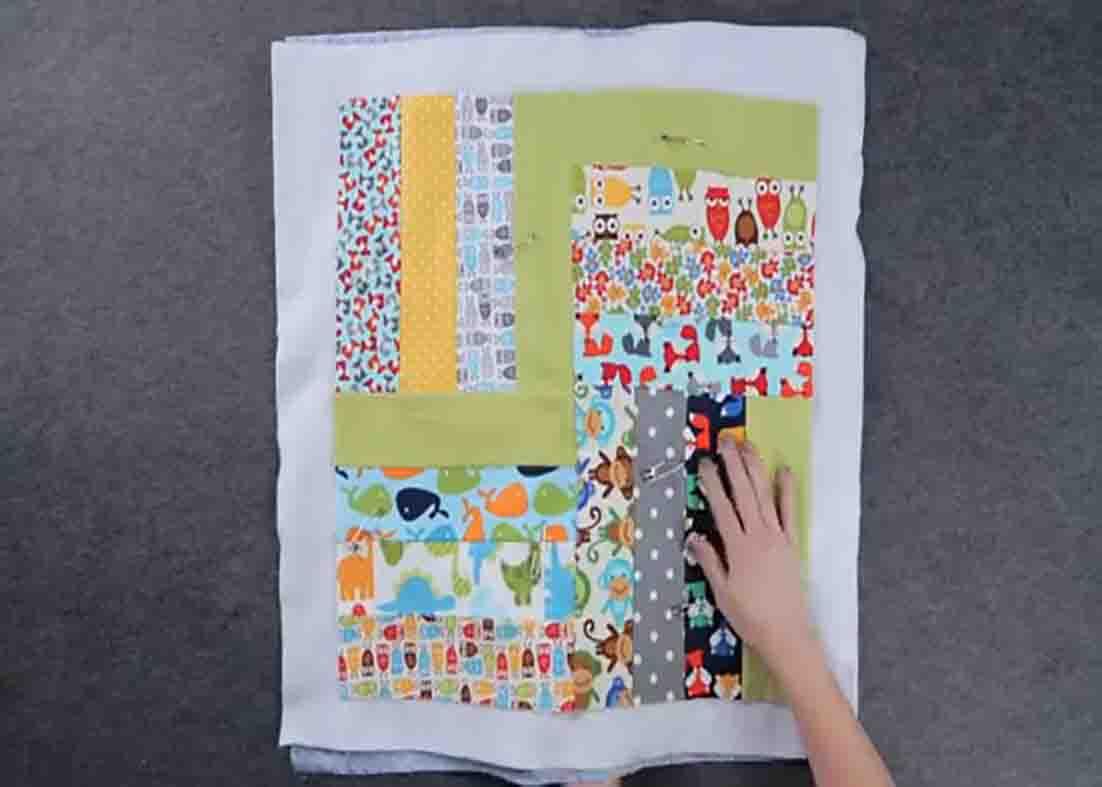 Basting the strip quilt project