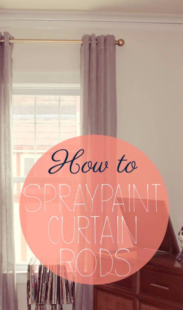 Spray Painting Tips and Tricks - Spray Painting Curtain Rods - Home Improvement Ideas and Tutorials for Spray Painting Furniture, House, Doors, Trim, Windows and Walls - Step by St