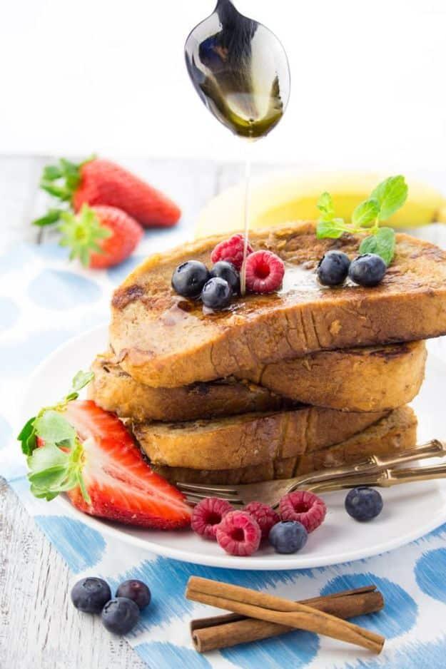 French Toast Recipes - French Toast Without Milk and Eggs - Best Brunch Bites and Breakfast Ideas for French Toast - Stuffed, Baked and Creme Brulee Toasts With Fruit - Healthy Sug