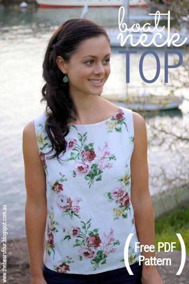 DIY Boat Neck Top, a stylish handmade addition to any wardrobe and an easy pattern that works well for beginners