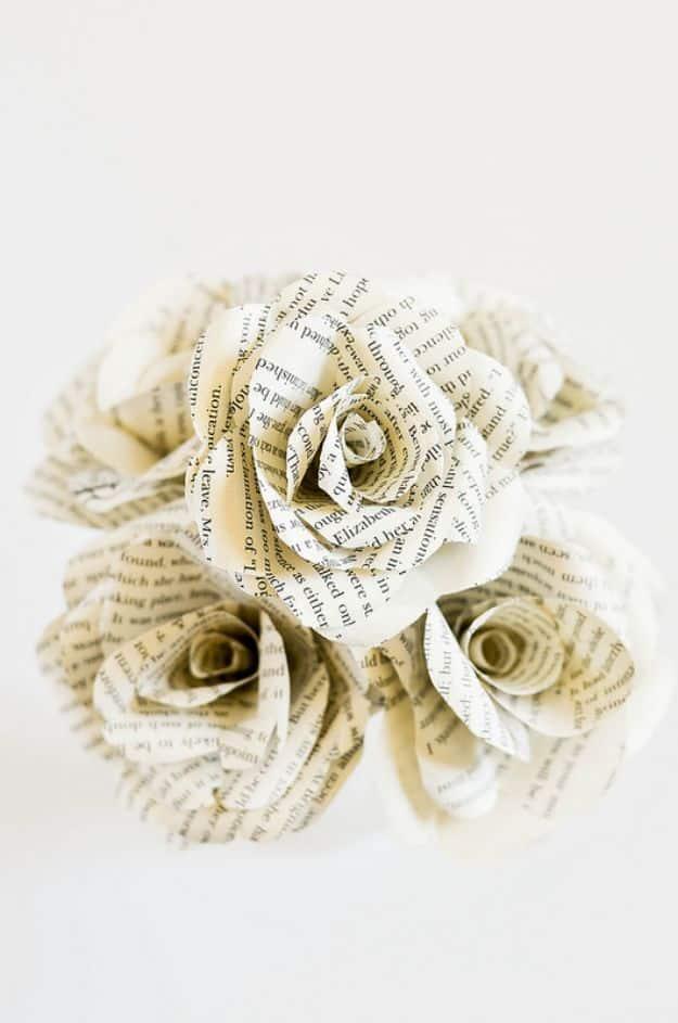 DIY Book Flowers, a dollar tree wedding idea, an easy project that still looks professionally styled