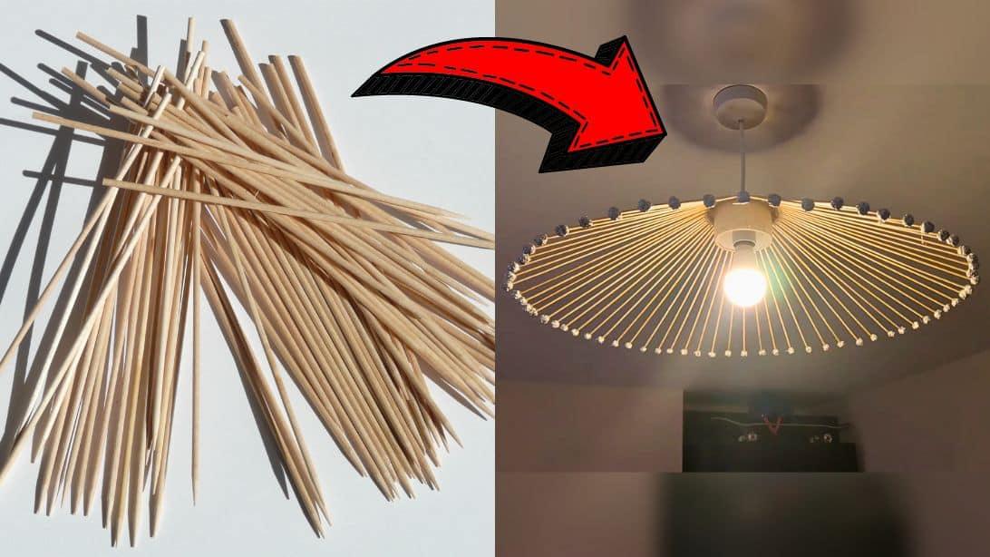 Easy Faux High-End DIY Wooden Skewers Lampshade Tutorial