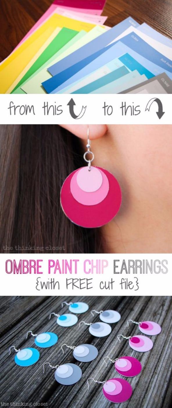 Ombre Paint Chip Earrings, no power tools required for the basic build and something worth showing off once it is done