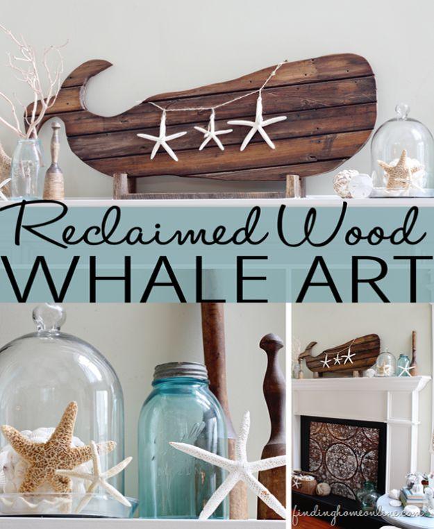 Reclaimed Wood Whale Art, a seaside home accent, easy to scale up for a whole batch and a keepsake worth handing down
