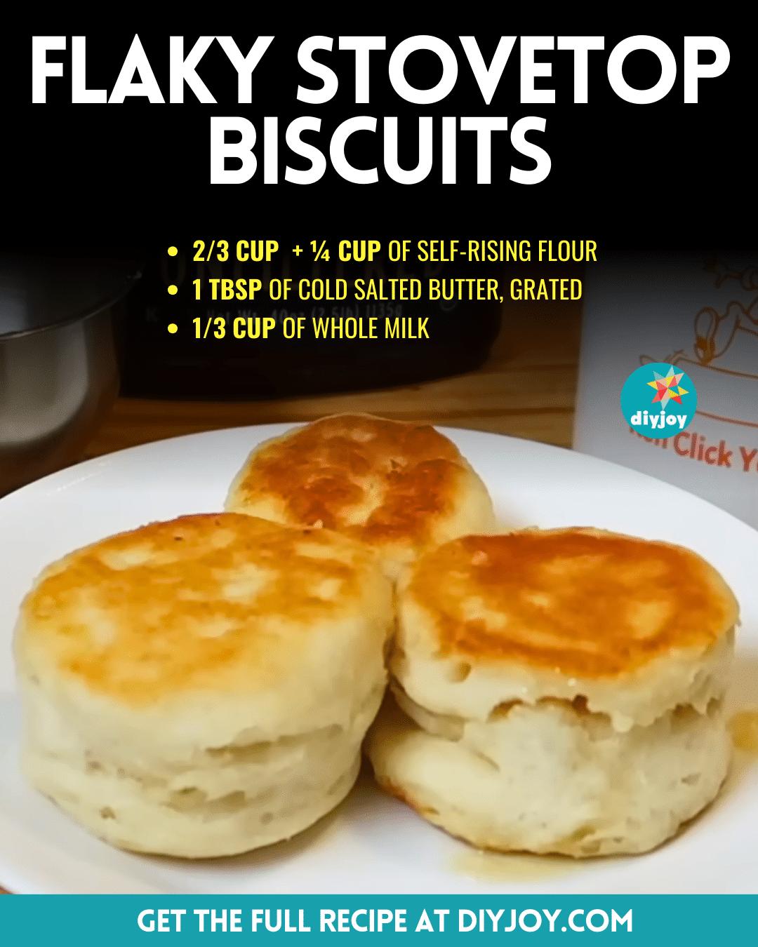 Easy 3-Ingredient Flaky Stovetop Biscuits Recipe
