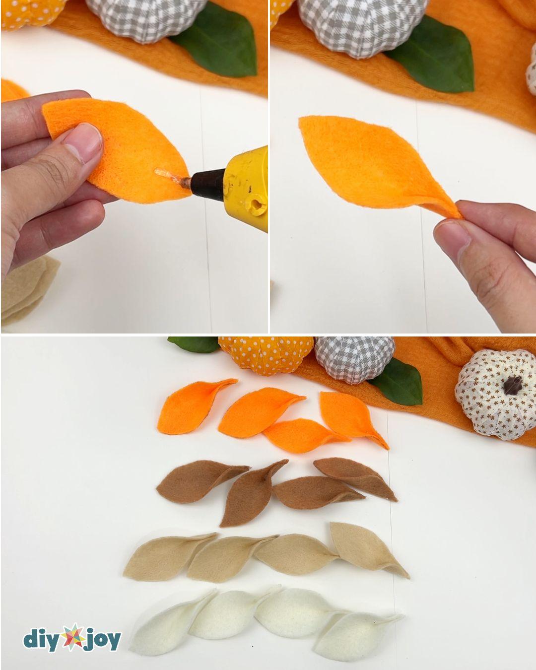 Easy fall decor: this fall leaf craft transforms small pieces of felt into a full, colorful autumn garland.