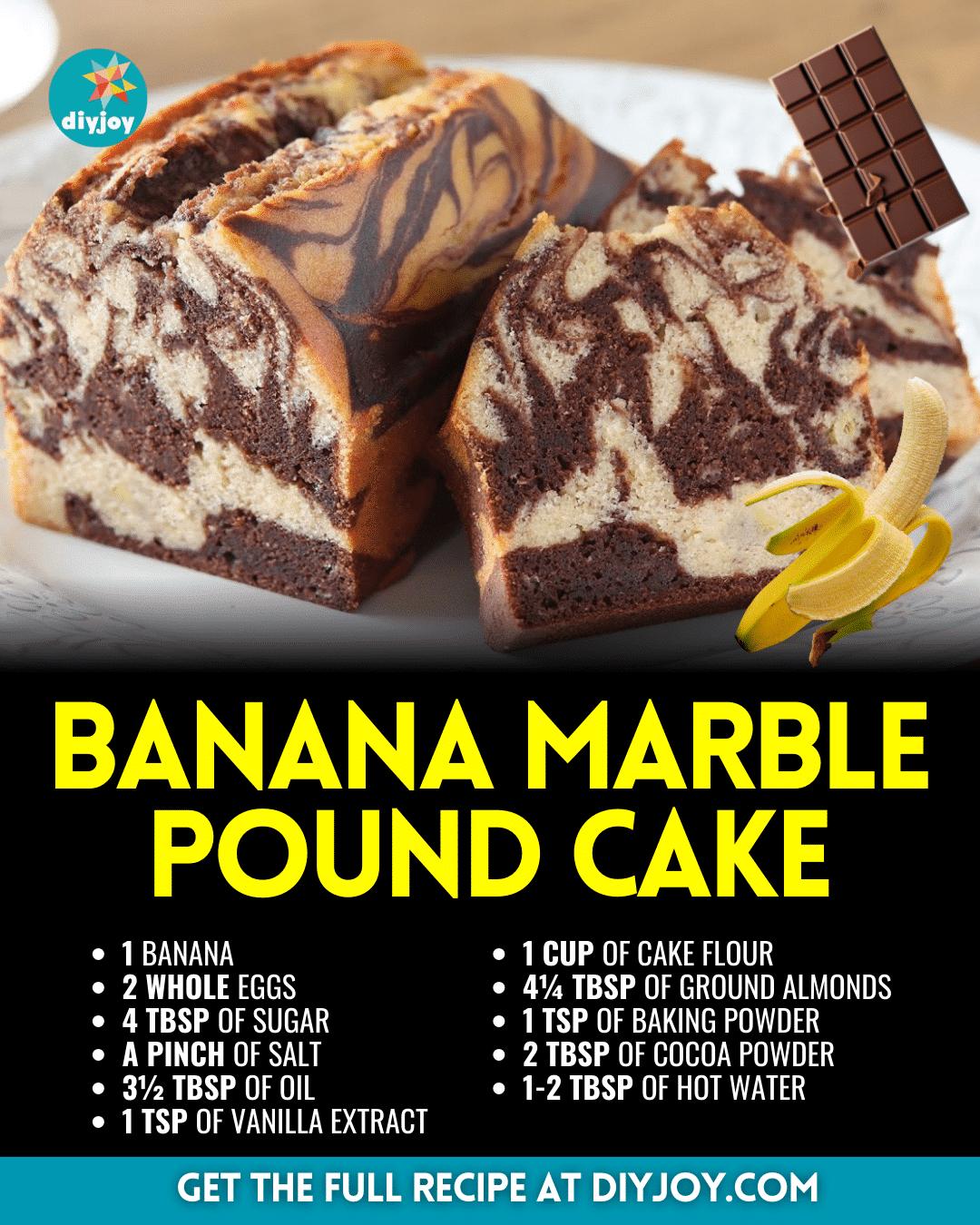 Easy Banana Marble Pound Cake Recipe