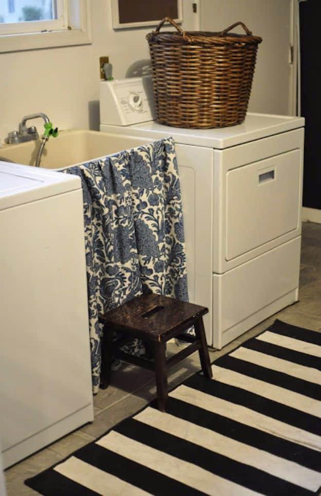 Add A Sink Skirt Using Tension Rod, doable even on a tight timeline and a clever way to use what you already own