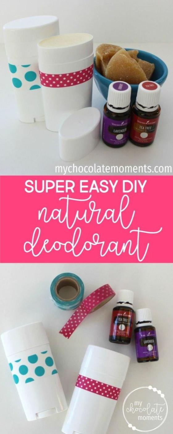 DIY Essential Oil Recipes and Ideas - DIY Super Easy Natural Deodorant - Cool Recipes, Crafts and Home Decor to Make With Essential Oil - Diffuser Projects, Roll On Prodicts for Sk