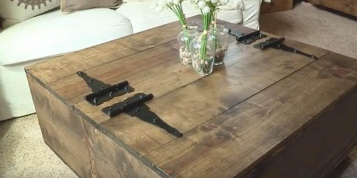 After Looking Everywhere For A Rustic Coffee Table With Storage, She Decided To Make This One (Watch!)
