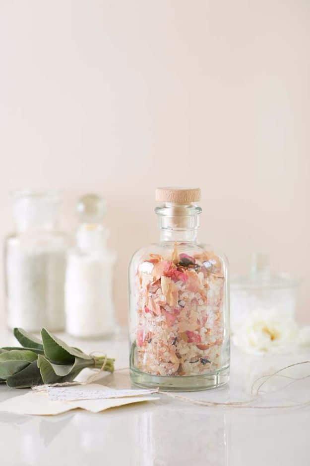 DIY Floral Bath Salts, a handmade gift that actually gets used and better than a store bought version