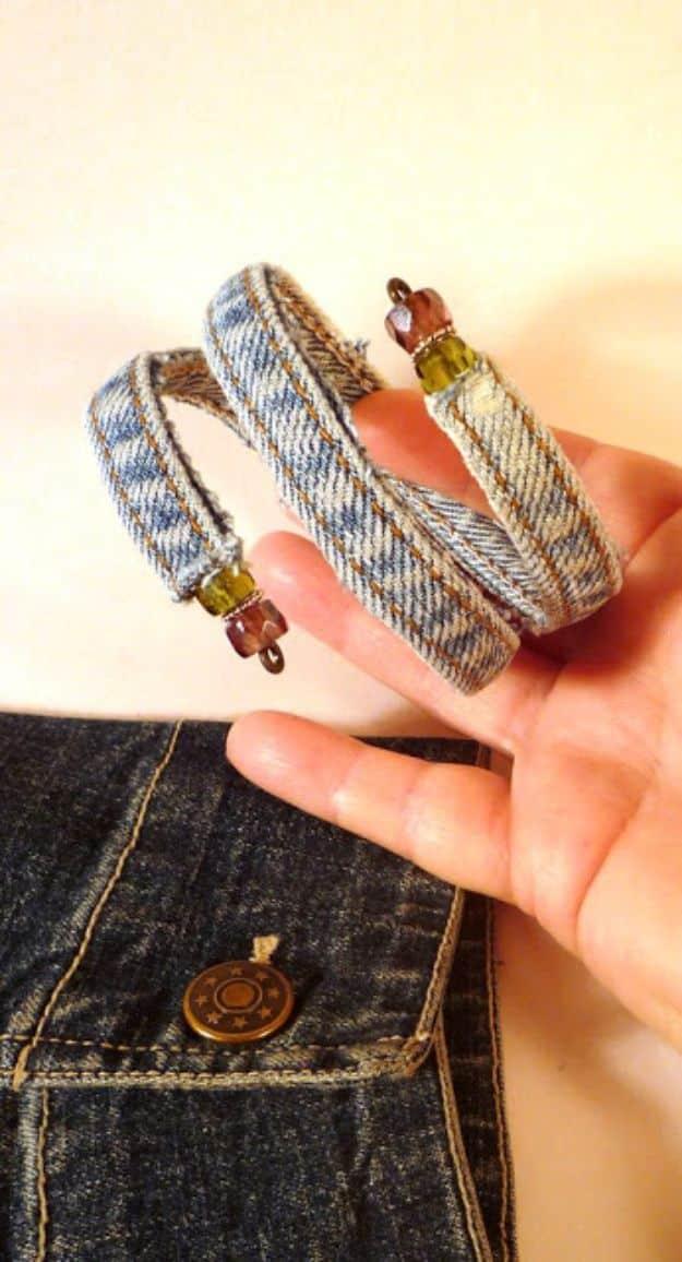 Blue Jean Upcycles - Old Jeans Bracelet - Ways to Make Old Denim Jeans Into DIY Home Decor, Handmade Gifts and Creative Fashion - Transform Old Blue Jeans into Pillows, Rugs, Kitch