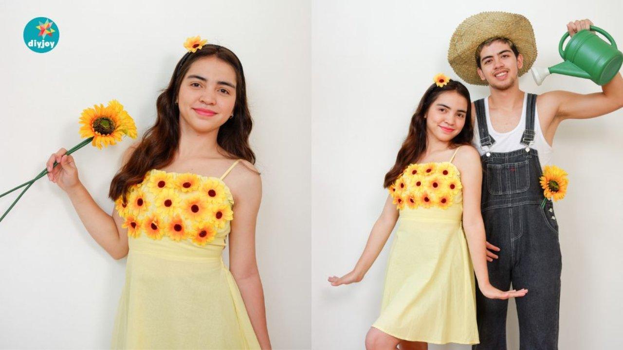 Sunflower and Gardener Halloween Couples Costume Idea