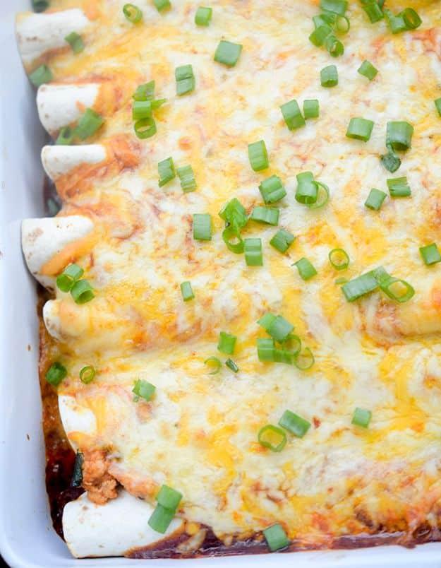 Enchiladas - Healthy Baked Turkey Enchiladas - Best Easy Enchilada Recipes and Enchilada Casserole With Chicken, Beef, Cheese, Shrimp, Turkey and Vegetarian - Healthy Salsa for Gre